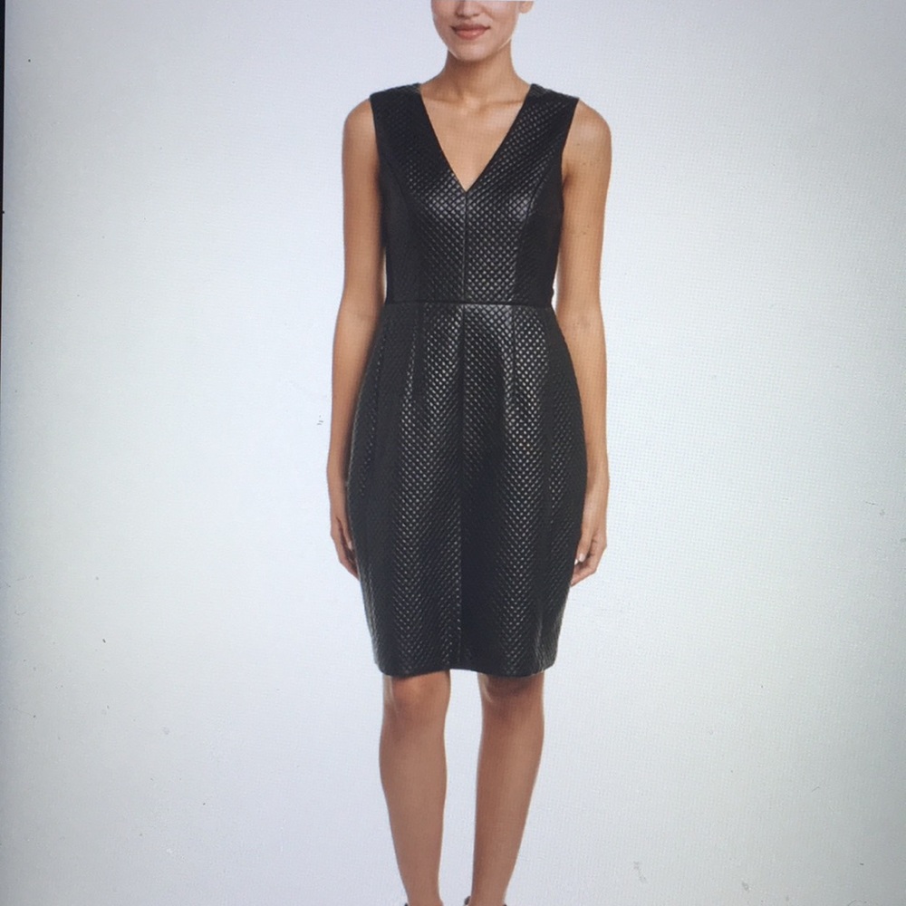 BCBG Livie Quilted Faux Leather Dress 4💜NWT